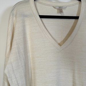 Banana Republic Cream Knit V-neck Sweater - S